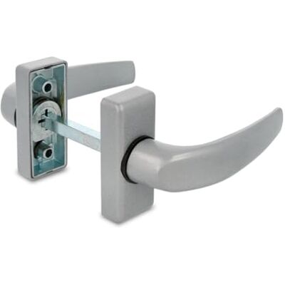 Amig Conjunto de manípulos com roseta compatível com quadrado de 8 mm e distância entre parafusos de 46 mm Medida 121 x 72 mm Alumínio Acabamento em prata Mod. Amig Conjunto de manípulos com roseta compatível com quadrado de 8 mm e distância entre parafusos de 46 mm Medida 121 x 72 mm Alumínio Acabamento em prata Mod.