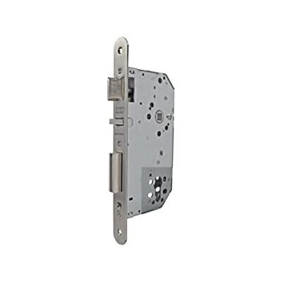 tesa Assa Abloy Fechadura corta-fogo 2030F, entrada de 50 mm, frente redonda, sem cilindro incluído, aço inoxidável tesa Assa Abloy Fechadura corta-fogo 2030F, entrada de 50 mm, frente redonda, sem cilindro incluído, aço inoxidável