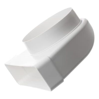 EUROPLAST Ø 100 mm, 220 x 55 mm, cotovelo de 90 °, adaptador para tubos redondos retangulares, PVC EUROPLAST Ø 100 mm, 220 x 55 mm, cotovelo de 90 °, adaptador para tubos redondos retangulares, PVC