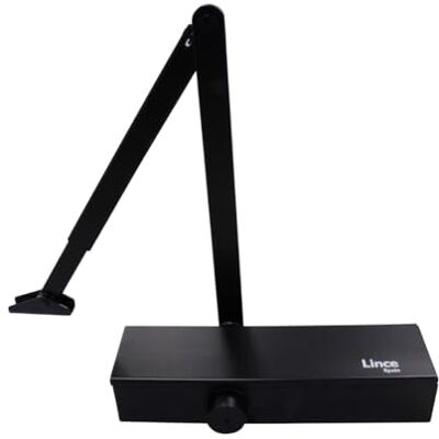 LINCE CPA25RN Fecho de portas de braço articulado com força regulável EN 2-5 e função de retenção para portas pesadas de até 100 kg, acabamento preto moderno LINCE CPA25RN Fecho de portas de braço articulado com força regulável EN 2-5 e função de retenção para portas pesadas de até 100 kg, acabamento preto moderno