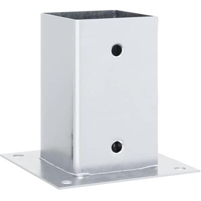vidaXL Bases para postes quadradas de 4 unidades. Prata 91 x 91 mm, base para cercas de concreto, base para postes de perto, suporte para postes de metal vidaXL Bases para postes quadradas de 4 unidades. Prata 91 x 91 mm, base para cercas de concreto, base para postes de perto, suporte para postes de metal