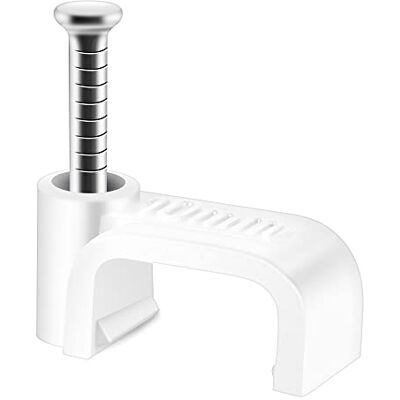 ERKXD Clipes planos brancos para Cat6 Cat7 Ethernet na parede com prego de aço de 10 mm suporte para cabo ERKXD Clipes planos brancos para Cat6 Cat7 Ethernet na parede com prego de aço de 10 mm suporte para cabo