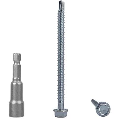 Marcopol Embalagem de 120 parafusos DIN 7504 K de aço zinco 5,5 x 80 mm, parafuso de chapa autoperfuração, cabeça de anilha hexagonal, auto-roscante (120, 5,5 x 80 mm) Marcopol Embalagem de 120 parafusos DIN 7504 K de aço zinco 5,5 x 80 mm, parafuso de chapa autoperfuração, cabeça de anilha hexagonal, auto-roscante (120, 5,5 x 80 mm)