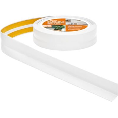 Garmin Rodapés flexível auto-adesivo, 30 mm x 30 mm, rodapé dobrável para cozinha, casa de banho fita de vedação, perfil PVC, estanque, decorativo (branco, 15 m) Garmin Rodapés flexível auto-adesivo, 30 mm x 30 mm, rodapé dobrável para cozinha, casa de banho fita de vedação, perfil PVC, estanque, decorativo (branco, 15 m)