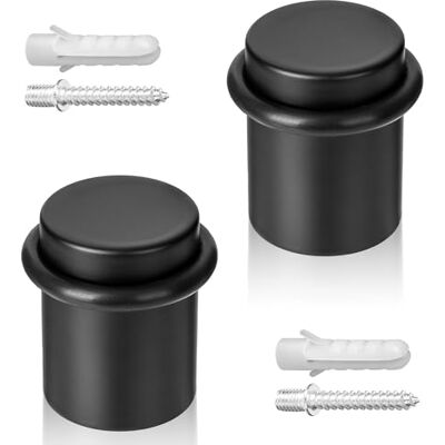 ECENCE Tampa da porta para o chão para aparafusar 2 peças preto Aço inoxidável, Ø 30 x 40 mm, proteção de parede, incluindo parafusos e buchas ECENCE Tampa da porta para o chão para aparafusar 2 peças preto Aço inoxidável, Ø 30 x 40 mm, proteção de parede, incluindo parafusos e buchas