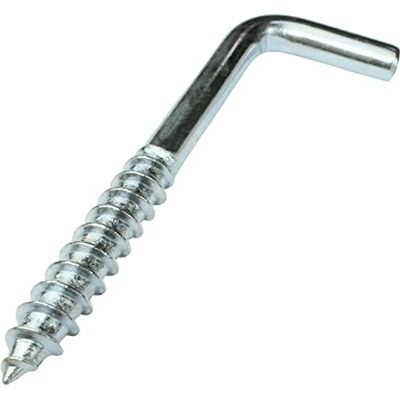 AERZETIX Conjunto de 25 escarpias para aparafusar em forma de L Ø 6 x 60 mm, gancho com parafuso autorroscante, em aço galvanizado, cor prata AERZETIX Conjunto de 25 escarpias para aparafusar em forma de L Ø 6 x 60 mm, gancho com parafuso autorroscante, em aço galvanizado, cor prata