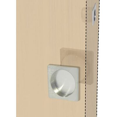 BricoShopping Conjunto de maçanetas para porta interior de madeira de correr embutida KIT sem fecho de correr com gancho embutido e catraca cego quadrado bocal de aço (quadrado S / fechadura, cromado BricoShopping Conjunto de maçanetas para porta interior de madeira de correr embutida KIT sem fecho de correr com gancho embutido e catraca cego quadrado bocal de aço (quadrado S / fechadura, cromado