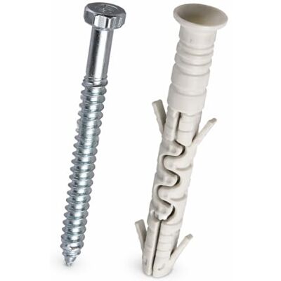 Keple M8 8 mm x 140 mm Tacos de parede e parafusos hexagonais M6 embalagem de 50 parafusos de montagem de parede com aço galvanizado. Parafusos de âncora de parede e conjunto de tampas Keple M8 8 mm x 140 mm Tacos de parede e parafusos hexagonais M6 embalagem de 50 parafusos de montagem de parede com aço galvanizado. Parafusos de âncora de parede e conjunto de tampas