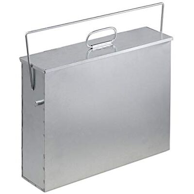 Relaxdays Caixa retangular cinzas, recipiente cinzas com tampa, 15 l, aço 15 L, aço galvanizado, recipiente de chaminés Relaxdays Caixa retangular cinzas, recipiente cinzas com tampa, 15 l, aço 15 L, aço galvanizado, recipiente de chaminés