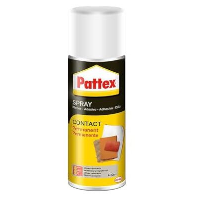 Pattex Contact Spray, cola de contato permanente, cola spray à base de solvente, cola forte para trabalhos de bricolagem e reparação, 1 frasco x 400 ml Pattex Contact Spray, cola de contato permanente, cola spray à base de solvente, cola forte para trabalhos de bricolagem e reparação, 1 frasco x 400 ml