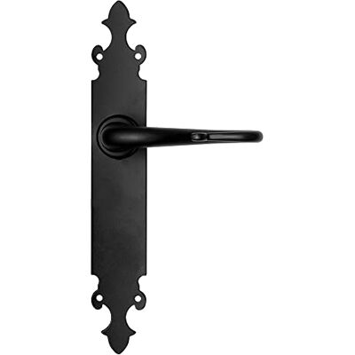 Micel 00 Conjunto de maçaneta para porta com placa de aço e manípulo de alumínio fino, acabamento em preto, 275 x 130 x 65 mm Micel 00 Conjunto de maçaneta para porta com placa de aço e manípulo de alumínio fino, acabamento em preto, 275 x 130 x 65 mm