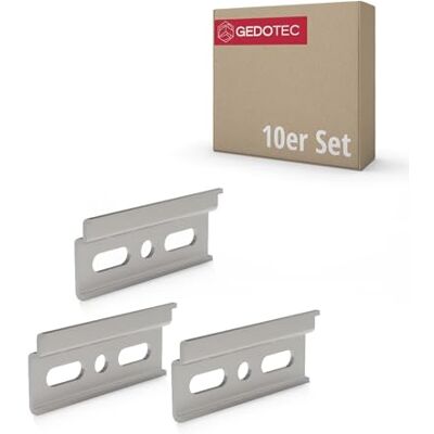 Gedotec Placa de suporte de aço galvanizado, 10 peças suportes de parede comprimento 60 mm trilho do armário com fecho de segurança para armário de parede Gedotec Placa de suporte de aço galvanizado, 10 peças suportes de parede comprimento 60 mm trilho do armário com fecho de segurança para armário de parede