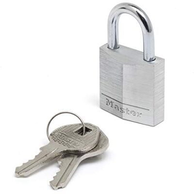 Master Lock CC Cadeado com chave com corpo de alumínio sólido, preto, 3 x 5,2 x 1,6 cm Master Lock CC Cadeado com chave com corpo de alumínio sólido, preto, 3 x 5,2 x 1,6 cm