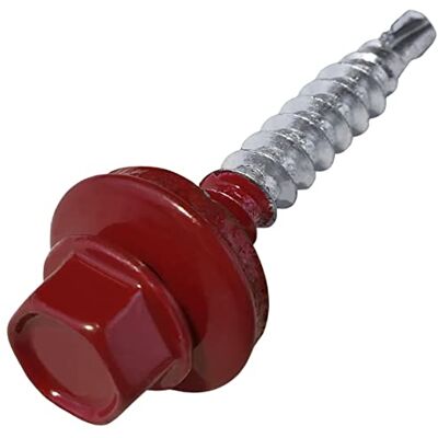 AERZETIX C57203 Conjunto de 50 parafusos autoperfurantes de metal para madeira Ø4,8x35mm + arruela de vedação EPDM pintado em cor marrom vermelho RAL 3011 cabeça hexagonal com 8mm de diâmetro AERZETIX C57203 Conjunto de 50 parafusos autoperfurantes de metal para madeira Ø4,8x35mm + arruela de vedação EPDM pintado em cor marrom vermelho RAL 3011 cabeça hexagonal com 8mm de diâmetro
