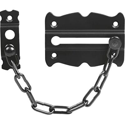 Amig Corrente de segurança para portas de passagem e entrada Mod.3-84 x 58 mm Válido para portas e janelas de correr de aço acabamento em preto fecho decorativo, inclui tira fundos Amig Corrente de segurança para portas de passagem e entrada Mod.3-84 x 58 mm Válido para portas e janelas de correr de aço acabamento em preto fecho decorativo, inclui tira fundos