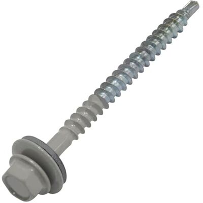 AERZETIX C73151 Conjunto de 60 parafusos autoperfurantes metal-madeira Ø 4,8 x 60 mm arruela de vedação EPDM RAL 9006 DIN 7504K impressão hexagonal 8 mm em aço carbono AERZETIX C73151 Conjunto de 60 parafusos autoperfurantes metal-madeira Ø 4,8 x 60 mm arruela de vedação EPDM RAL 9006 DIN 7504K impressão hexagonal 8 mm em aço carbono