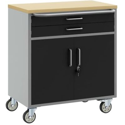 vidaXL Carrinho de trabalho redondo com gaveta preta e cinzento 75 x 45 x Você tem muito espaço para as suas ferramentas, inclui duas gavetas que se abrem suavecidas para facilitar o acesso, vidaXL Carrinho de trabalho redondo com gaveta preta e cinzento 75 x 45 x Você tem muito espaço para as suas ferramentas, inclui duas gavetas que se abrem suavecidas para facilitar o acesso,
