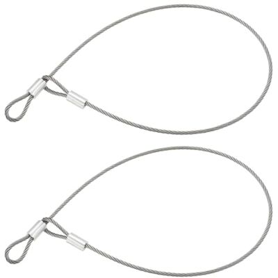OTOTEC 2 cabos de arame de aço inoxidável com extremidades de laço duplo, comprimento de 50 cm, diâmetro de 3 mm, resistência ao rasgo, 1189N, carga normal, 121 kg, corda de segurança para viagens OTOTEC 2 cabos de arame de aço inoxidável com extremidades de laço duplo, comprimento de 50 cm, diâmetro de 3 mm, resistência ao rasgo, 1189N, carga normal, 121 kg, corda de segurança para viagens
