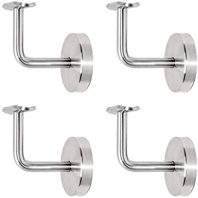 PRIOstahl Suporte de corrimão, suporte de parede, suporte de tubo, suporte para tubos, 4 corrimãos na parede, montagem de 3 orifícios com roseta de cobertura, diâmetro de 42,4 mm, para tubos redondos PRIOstahl Suporte de corrimão, suporte de parede, suporte de tubo, suporte para tubos, 4 corrimãos na parede, montagem de 3 orifícios com roseta de cobertura, diâmetro de 42,4 mm, para tubos redondos