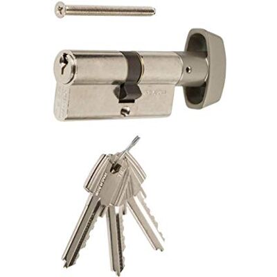 tesa Assa Abloy, , Cilindro padrão, TE5, Leva curta, chave botão, níquel, 30 x 45 mm tesa Assa Abloy, , Cilindro padrão, TE5, Leva curta, chave botão, níquel, 30 x 45 mm