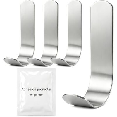 saizone 4 peças ganchos de aço inoxidável autocolantes, toalheiro ganchos, ganchos adesivos de parede para casa de banho de cozinha, para família e escritório (gancho largo) saizone 4 peças ganchos de aço inoxidável autocolantes, toalheiro ganchos, ganchos adesivos de parede para casa de banho de cozinha, para família e escritório (gancho largo)
