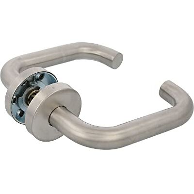 Amig Conjunto de argolas com rosca para portas Mod. 140 x Ø 19 mm, quadrado de 8 mm, design elegante e simples, aço inoxidável prateado mate Amig Conjunto de argolas com rosca para portas Mod. 140 x Ø 19 mm, quadrado de 8 mm, design elegante e simples, aço inoxidável prateado mate