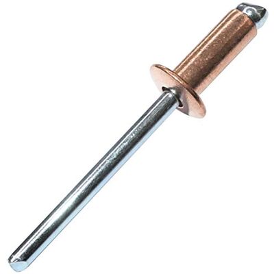 AERZETIX Conjunto de 20 rebites cegos padrão Ø 4,8 x 12 mm cobre/aço DIN 7337 rebite pop rebite com ruptura de haste cabeça plana AERZETIX Conjunto de 20 rebites cegos padrão Ø 4,8 x 12 mm cobre/aço DIN 7337 rebite pop rebite com ruptura de haste cabeça plana