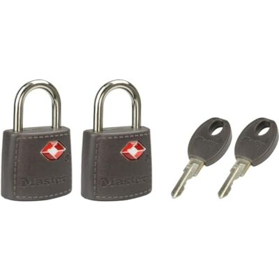 Master Lock Embalagem da 2 cadeados para bagagem aprovado pela TSA com chaves, cor aleatória, 3,8 x 2,3 x 1,1 cm Master Lock Embalagem da 2 cadeados para bagagem aprovado pela TSA com chaves, cor aleatória, 3,8 x 2,3 x 1,1 cm