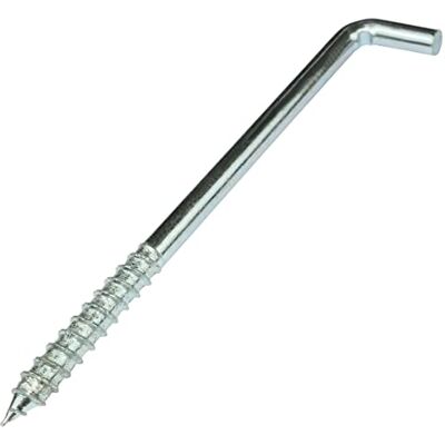 AERZETIX Conjunto de 10 escarpias para aparafusar em forma de L, Ø 8 x 120 mm, gancho com parafuso autorroscante, em aço galvanizado, cor prata AERZETIX Conjunto de 10 escarpias para aparafusar em forma de L, Ø 8 x 120 mm, gancho com parafuso autorroscante, em aço galvanizado, cor prata
