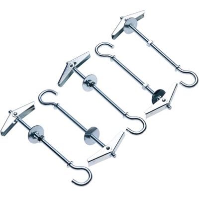 Keple M4 Ganchos para teto, ganchos de Swag de gesso 4 mm x 75 mm, parafusos com asas de mola, fixação para paredes ocas, âncora de borboleta em Pladur com parafuso de olho para lâmpadas (5 peças) Keple M4 Ganchos para teto, ganchos de Swag de gesso 4 mm x 75 mm, parafusos com asas de mola, fixação para paredes ocas, âncora de borboleta em Pladur com parafuso de olho para lâmpadas (5 peças)