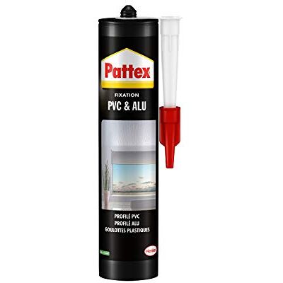 Pattex PVC & ALU, selante adesivo para fixações de PVC e alumínio, cola de alto desempenho em suportes úmidos em ambientes internos e externos, cola branca em cartucho de 450 g Pattex PVC & ALU, selante adesivo para fixações de PVC e alumínio, cola de alto desempenho em suportes úmidos em ambientes internos e externos, cola branca em cartucho de 450 g