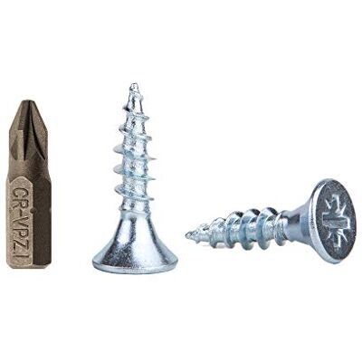Marcopol Embalagem de 1000 parafusos para madeira de aço banhado em zinco de 2,5 x 10 mm, parafusos de cabeça Pozi, fixadores, escareados, parafusos para aglomerado (1000) Marcopol Embalagem de 1000 parafusos para madeira de aço banhado em zinco de 2,5 x 10 mm, parafusos de cabeça Pozi, fixadores, escareados, parafusos para aglomerado (1000)