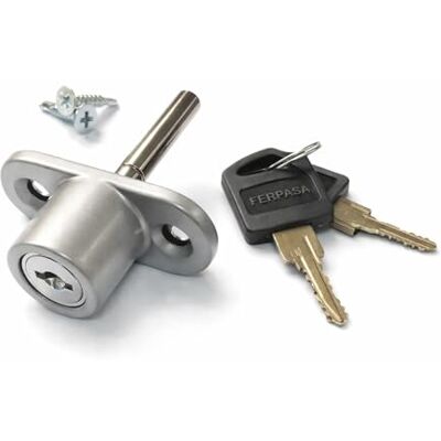 Ferpasa ® Fechadura de segurança para janelas de correr, fecho de sobrepor de aço em acabamento prateado com 2 chaves e parafusos (53,5 x 23,5 mm) Ferpasa ® Fechadura de segurança para janelas de correr, fecho de sobrepor de aço em acabamento prateado com 2 chaves e parafusos (53,5 x 23,5 mm)