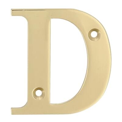 Amig Letra D de latão polido para parafusos em interior e exterior 50 mm adequado para em portais, paredes ou fachadas de casas acabamento em dourado Amig Letra D de latão polido para parafusos em interior e exterior 50 mm adequado para em portais, paredes ou fachadas de casas acabamento em dourado