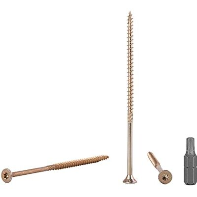 Marcopol Pacote de 30 unidades. Parafusos para madeira de aço galvanizado amarelo de 5 x 120 mm, cabeça Torx, tipo 17, cabeça escareada, parafusos para aglomerado (30, 5 x 120 mm) Marcopol Pacote de 30 unidades. Parafusos para madeira de aço galvanizado amarelo de 5 x 120 mm, cabeça Torx, tipo 17, cabeça escareada, parafusos para aglomerado (30, 5 x 120 mm)