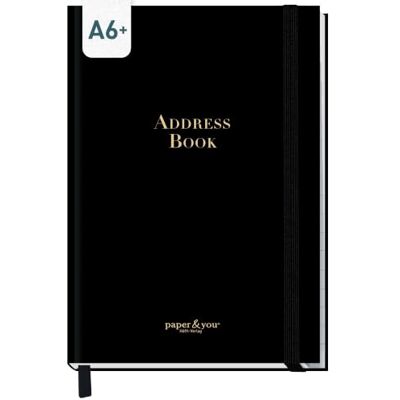 Häfft paper&you® Agenda A6 para notas e senhas "Black Edition" Para contactos e aniversários: 160 páginas de papel premium de 120 g/m², índice de A a Z, lista de senhas Häfft paper&you® Agenda A6 para notas e senhas "Black Edition" Para contactos e aniversários: 160 páginas de papel premium de 120 g/m², índice de A a Z, lista de senhas
