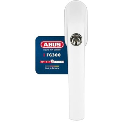 ABUS Alça de janela bloqueada, Com cilindro de pressão e segurança para crianças, universal, para plástico, alumínio e madeira, pino quadrado de 32 a 44 mm ABUS Alça de janela bloqueada, Com cilindro de pressão e segurança para crianças, universal, para plástico, alumínio e madeira, pino quadrado de 32 a 44 mm
