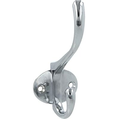 Amig Cabide duplo para roupa de Zamak com design elegante Mod.26-108 mm gancho ajustável para paredes ou portas inclui puxões de fundo acabamento cromado brilhante Amig Cabide duplo para roupa de Zamak com design elegante Mod.26-108 mm gancho ajustável para paredes ou portas inclui puxões de fundo acabamento cromado brilhante