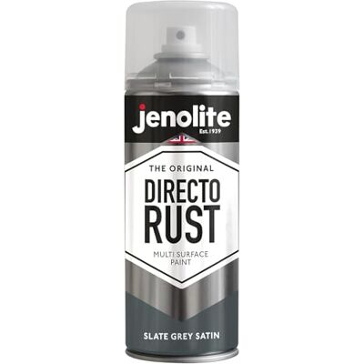 JENOLITE DIRECTORUST Tinta em spray acetinado Gris ardósia, 400 ml, Tinta multisuperfície tudo em um: metal, madeira, plástico Aplicar diretamente na ferrugem, RAL 7031 JENOLITE DIRECTORUST Tinta em spray acetinado Gris ardósia, 400 ml, Tinta multisuperfície tudo em um: metal, madeira, plástico Aplicar diretamente na ferrugem, RAL 7031