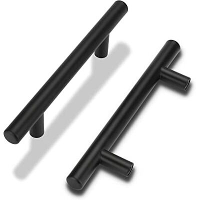 LONTAN 10 peças 64 mm puxadores cozinha preto puxador para móveis Puxadores cozinha em aço inoxidável redondo, superfície polida, acabamento mate preto elegante para armários e gavetas LONTAN 10 peças 64 mm puxadores cozinha preto puxador para móveis Puxadores cozinha em aço inoxidável redondo, superfície polida, acabamento mate preto elegante para armários e gavetas