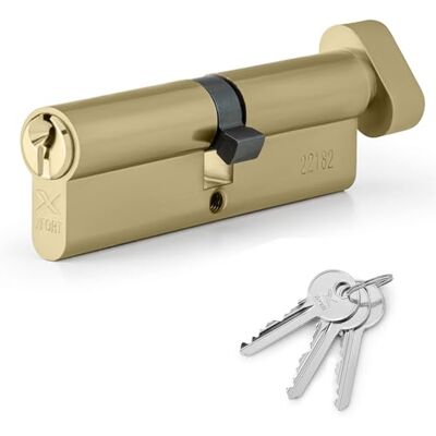 XFORT Fechadura de cilindro europeu de 100 mm, com 3 chaves, anti-golpe, anti-perfuração, anti-roubo, alta segurança para portas de madeira, UPVC e compostas latão cilindro giratório de polegar 50T/50 XFORT Fechadura de cilindro europeu de 100 mm, com 3 chaves, anti-golpe, anti-perfuração, anti-roubo, alta segurança para portas de madeira, UPVC e compostas latão cilindro giratório de polegar 50T/50