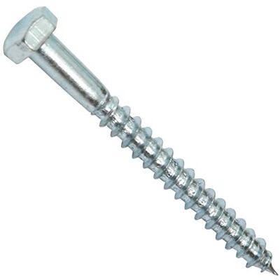 AERZETIX C44556 Conjunto de 50, parafusos para madeira/tira fundos M5 x 50 mm, com cabeça hexagonal 6 lados DIN571 em aço galvanizado, montagem fixação moldura de madeira contraplacada AERZETIX C44556 Conjunto de 50, parafusos para madeira/tira fundos M5 x 50 mm, com cabeça hexagonal 6 lados DIN571 em aço galvanizado, montagem fixação moldura de madeira contraplacada