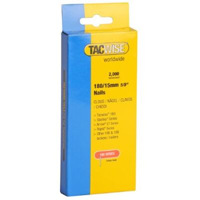 TACWISE Pregos Brad galvanizados de tipo 18 g/15 mm, embalagem de 2000 TACWISE Pregos Brad galvanizados de tipo 18 g/15 mm, embalagem de 2000