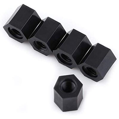 Walfront 100 unidades M3 rosca feminina nylon hexagonal separador pilar preto (M3 x 8) Walfront 100 unidades M3 rosca feminina nylon hexagonal separador pilar preto (M3 x 8)