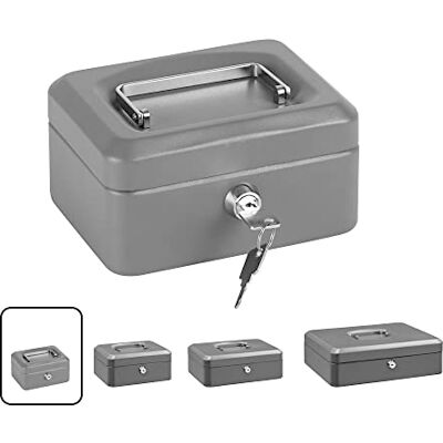 ARREGUI Elegante Cofre de Caudais com Chave para Contar e Transportar Dinheiro Cofre de Segurança de aço com bandeja interior Cofre portátil 15 cm de largura Cor Cinza grafite ARREGUI Elegante Cofre de Caudais com Chave para Contar e Transportar Dinheiro Cofre de Segurança de aço com bandeja interior Cofre portátil 15 cm de largura Cor Cinza grafite