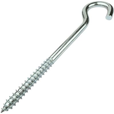 AERZETIX Conjunto de 10 ganchos de parede angulares para parafusar Ø8x100mm em forma de C gancho aberto com parafuso autorroscante em aço galvanizado cor prata AERZETIX Conjunto de 10 ganchos de parede angulares para parafusar Ø8x100mm em forma de C gancho aberto com parafuso autorroscante em aço galvanizado cor prata