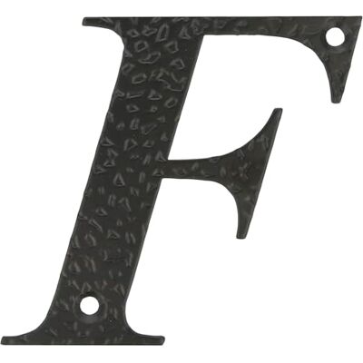 Amig Letra F para casas ou portais 100 x 97 mm Para paredes ou muros exteriores de habitações De aço acabamento em preto epóxi Estilo forja Inclui buchas e parafusos Amig Letra F para casas ou portais 100 x 97 mm Para paredes ou muros exteriores de habitações De aço acabamento em preto epóxi Estilo forja Inclui buchas e parafusos