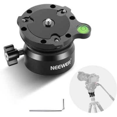 Neewer Base de nivelamento de tripé (60 mm) nivelador de câmara, placa de cabeça de tripé de ajuste de alumínio com inclinação de -15°/15°, nível de bolha, parafuso de 3/8 polegadas Neewer Base de nivelamento de tripé (60 mm) nivelador de câmara, placa de cabeça de tripé de ajuste de alumínio com inclinação de -15°/15°, nível de bolha, parafuso de 3/8 polegadas