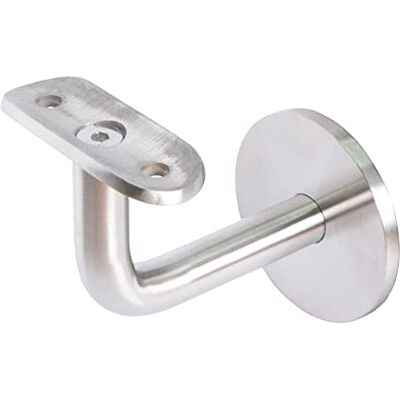 PRIOstahl Suporte para corrimão, suporte de parede, suporte para corrimão, 1 suporte para corrimão em tubo redondo de 33,7 mm de diâmetro para parafusos, plano na parede para parafusos de bengala PRIOstahl Suporte para corrimão, suporte de parede, suporte para corrimão, 1 suporte para corrimão em tubo redondo de 33,7 mm de diâmetro para parafusos, plano na parede para parafusos de bengala