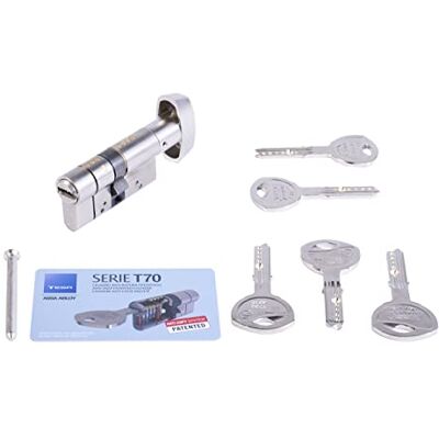 tesa Assa Abloy Cilindro de Alta Segurança, Botão Leva Longa, Niquelado, 30X30 Mm tesa Assa Abloy Cilindro de Alta Segurança, Botão Leva Longa, Niquelado, 30X30 Mm